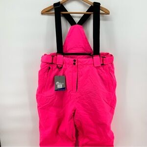 RIUIYELE Women's Detachable Ski Snow Bib Pants Pink Sz 2XL NWT